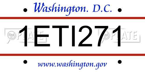 1ETI271 District Of Columbia License Plate