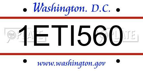 1ETI560 District Of Columbia License Plate