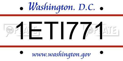 1ETI771 District Of Columbia License Plate