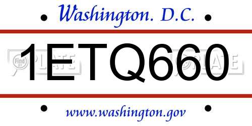 1ETQ660 District Of Columbia License Plate