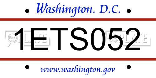 1ETS052 District Of Columbia License Plate