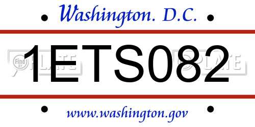 1ETS082 District Of Columbia License Plate