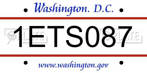 1ETS087 District Of Columbia License Plate