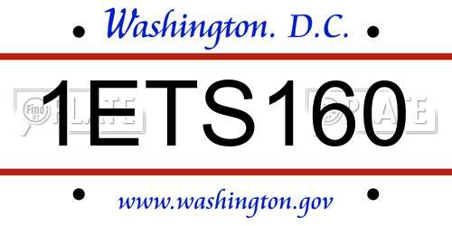 1ETS160 District Of Columbia License Plate