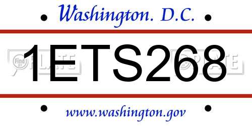1ETS268 District Of Columbia License Plate
