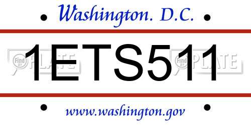 1ETS511 District Of Columbia License Plate