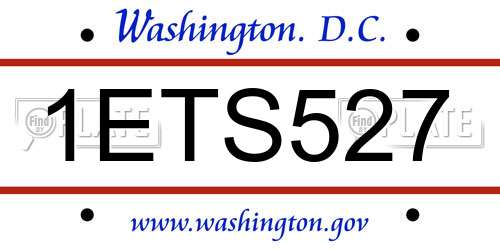 1ETS527 District Of Columbia License Plate