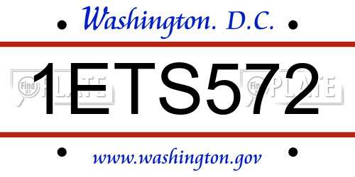 1ETS572 District Of Columbia License Plate