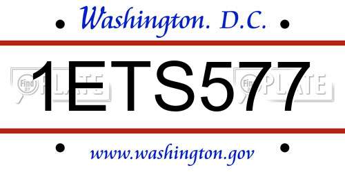 1ETS577 District Of Columbia License Plate