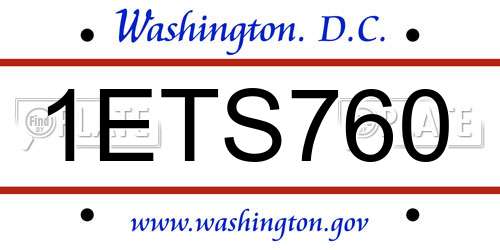 1ETS760 District Of Columbia License Plate