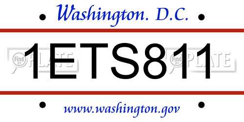 1ETS811 District Of Columbia License Plate