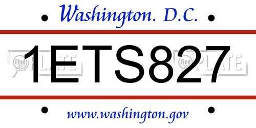 1ETS827 District Of Columbia License Plate