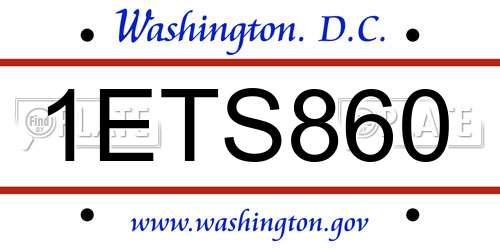 1ETS860 District Of Columbia License Plate