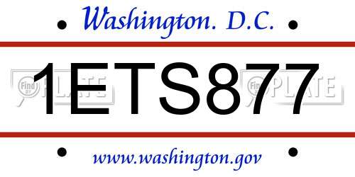 1ETS877 District Of Columbia License Plate
