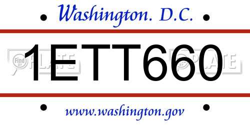 1ETT660 District Of Columbia License Plate