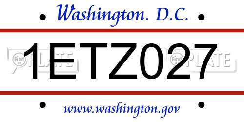 1ETZ027 District Of Columbia License Plate