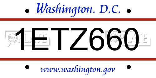 1ETZ660 District Of Columbia License Plate