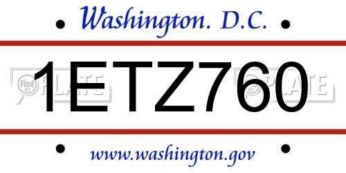 1ETZ760 District Of Columbia License Plate