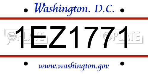 1EZ1771 District Of Columbia License Plate