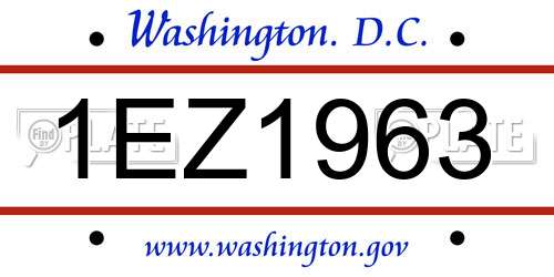 1EZ1963 District Of Columbia License Plate
