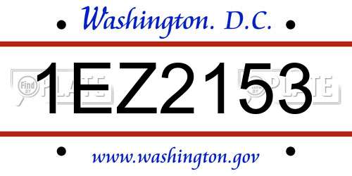 1EZ2153 District Of Columbia License Plate