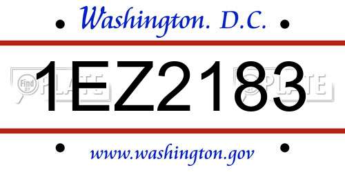 1EZ2183 District Of Columbia License Plate