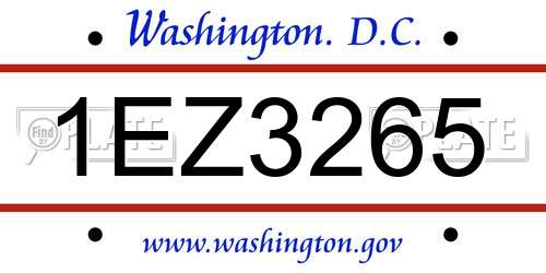 1EZ3265 District Of Columbia License Plate