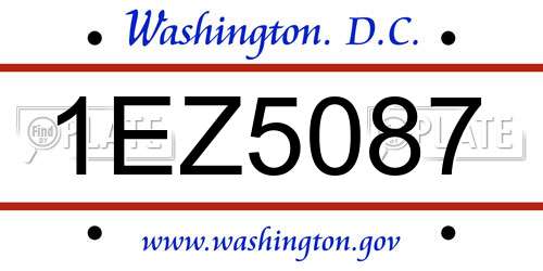 1EZ5087 District Of Columbia License Plate