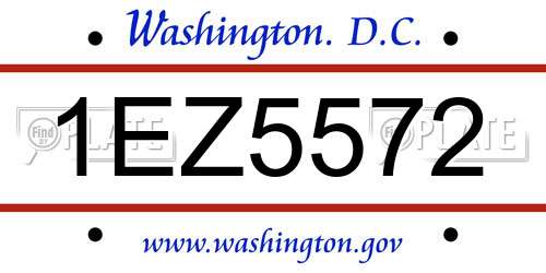 1EZ5572 District Of Columbia License Plate