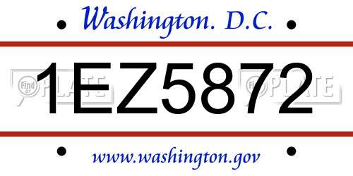 1EZ5872 District Of Columbia License Plate