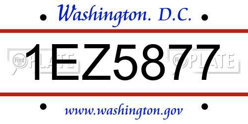 1EZ5877 District Of Columbia License Plate