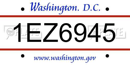 1EZ6945 District Of Columbia License Plate