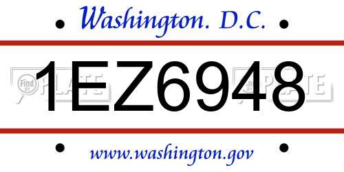 1EZ6948 District Of Columbia License Plate