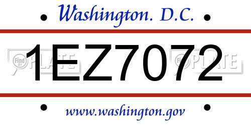1EZ7072 District Of Columbia License Plate