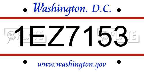 1EZ7153 District Of Columbia License Plate