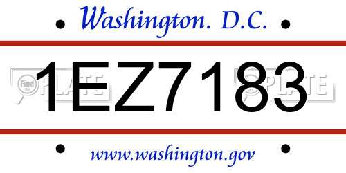 1EZ7183 District Of Columbia License Plate