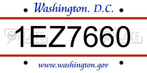 1EZ7660 District Of Columbia License Plate