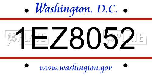 1EZ8052 District Of Columbia License Plate