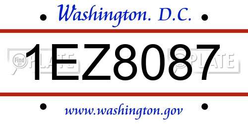 1EZ8087 District Of Columbia License Plate