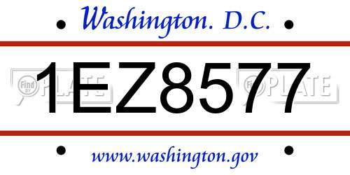 1EZ8577 District Of Columbia License Plate