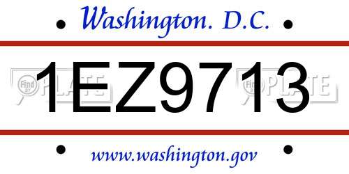 1EZ9713 District Of Columbia License Plate