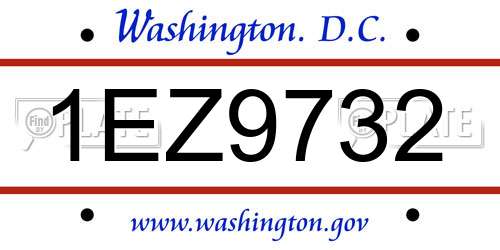 1EZ9732 District Of Columbia License Plate