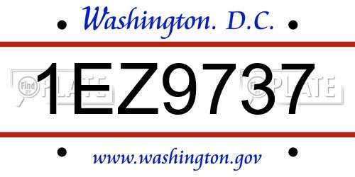 1EZ9737 District Of Columbia License Plate