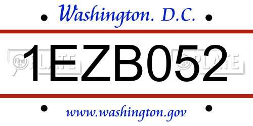 1EZB052 District Of Columbia License Plate