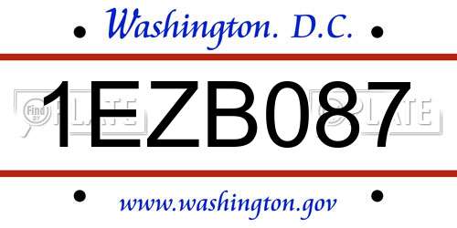 1EZB087 District Of Columbia License Plate