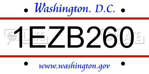 1EZB260 District Of Columbia License Plate