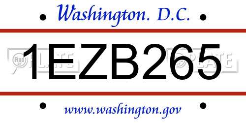 1EZB265 District Of Columbia License Plate