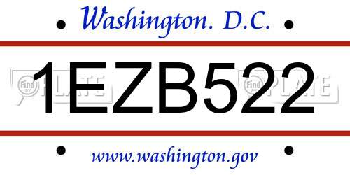 1EZB522 District Of Columbia License Plate