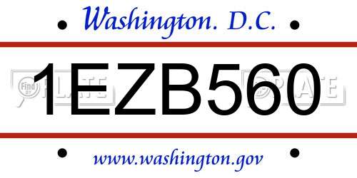 1EZB560 District Of Columbia License Plate