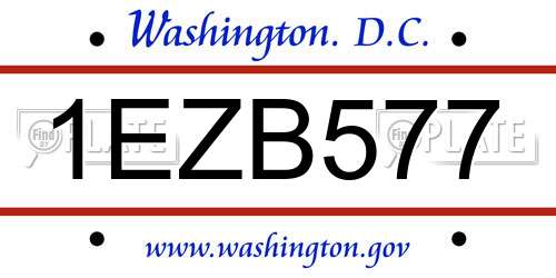 1EZB577 District Of Columbia License Plate